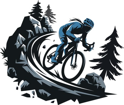 Cyclist in Mountainous Terrain vector