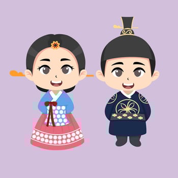 Chibi Korean couple vector
