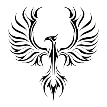 Black Ink Phoenix Tattoo Tribal Firebird Symbolism vector