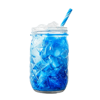 Blue Zombie Punch cocktail transparent isolated background. Mixology, bar menu, colorful vibrant refreshing drink in glass jar png