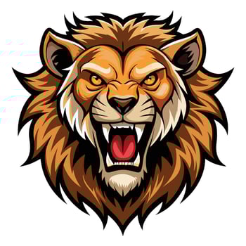 lion head head illustration white background vector