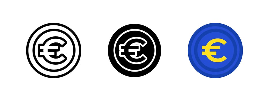 Euro coin icon. Currency symbol. Digital money illustration. Finance, investment and banking pictogram. Cash transaction and economic exchange concept. vector