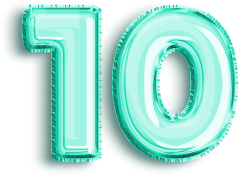 Turquoise Foil Balloon Number 10 png