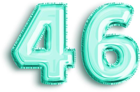 Birthday Turquoise Foil Balloon Decor Number 46 png