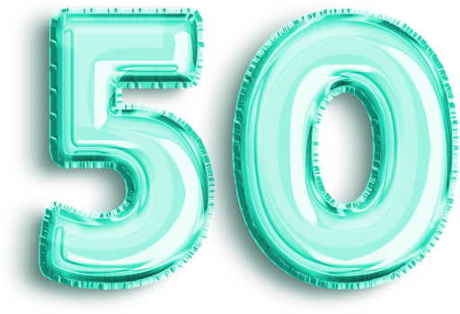 Turquoise Foil Balloon Number 50 png