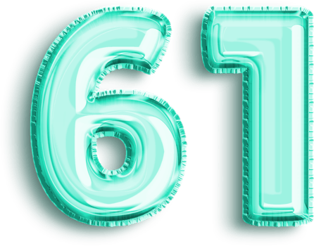 Birthday Turquoise Foil Balloon Decor Number 61 png