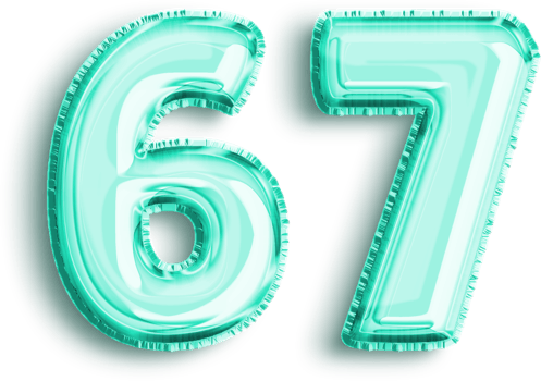 Metallic Turquoise Number 67 Party Balloon png