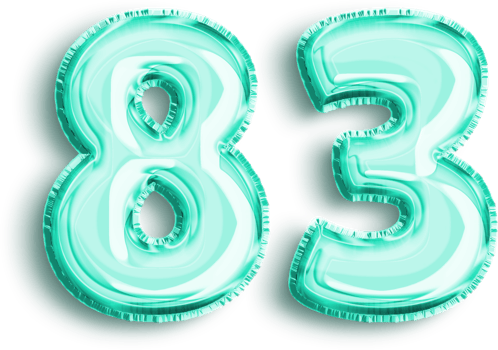 Turquoise Foil Balloon for Anniversary Number 83 png