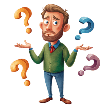 Transparent background lost person with question marks png