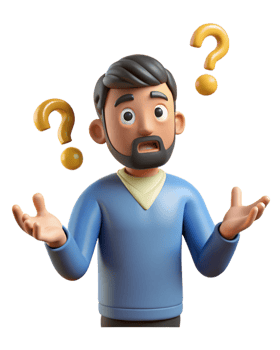 Transparent concept of a puzzled man with question marks png