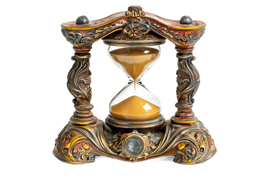 Vintage Ornate Hourglass with Gold Sand png