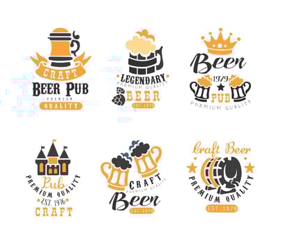 Creative Emblems for Beer Pub and Bar or Craft Brewing Company Set vector