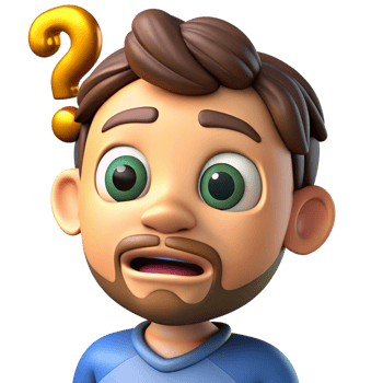 Man standing confused with question marks floating png