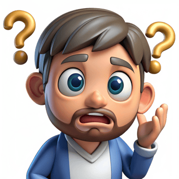 Confused office worker with question marks on clear background png