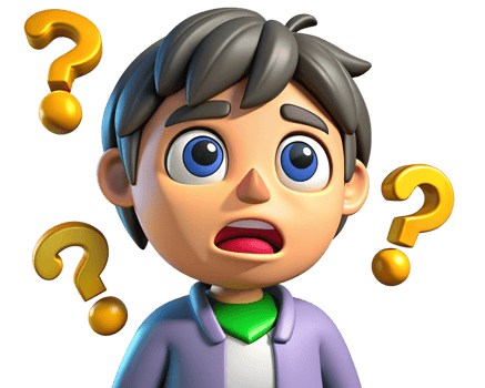 Surprised and puzzled man surrounded by question marks png
