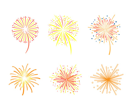 Exploding Firework Sparkle as Festive Show with Flashes of Celebratory Salute Set vector