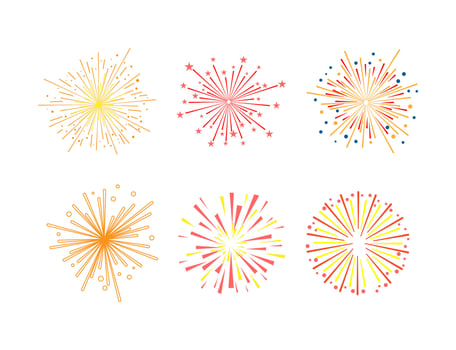 Exploding Firework Sparkle as Festive Show with Flashes of Celebratory Salute Set vector