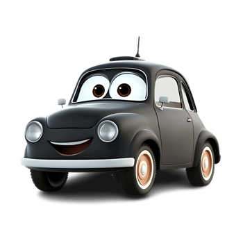 Cartoon Black Car with Friendly Expression png