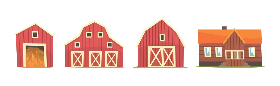 Barn Rural House and Granary Construction Set vector