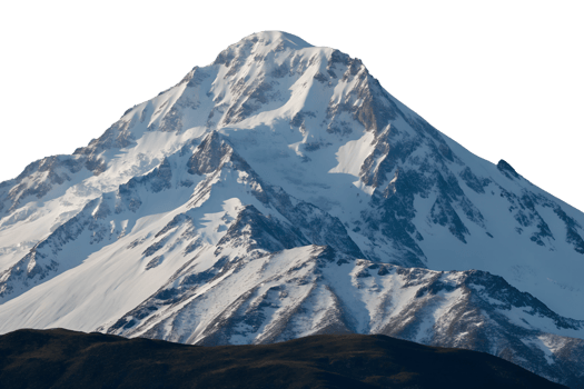 Majestic mountain peak isolated, stunning natural landscape, snow-capped summit, breathtaking view, serene wilderness png