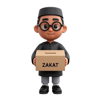 cartoon character holding a box with the word zakat on it cartoon character, hd png