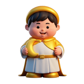 A cartoon character holding a gold coin png