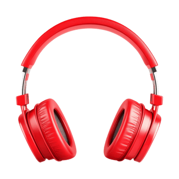 Studio showcase vibrant red headphones close-up png