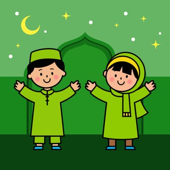 Muslim Kids Praying vector