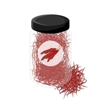 Illustration Logo Clipart Dry Shredded Chili Pepper or Korean Silgochu chili threads on a Jar vector
