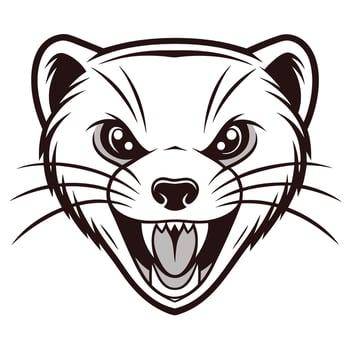 an angry ferret head on a white background vector