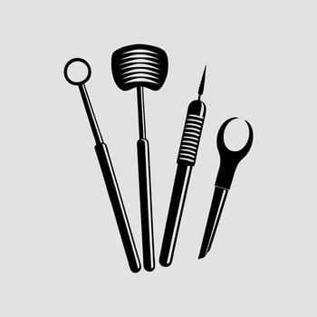 Dental Tools on White Background Professional Dentistry vector