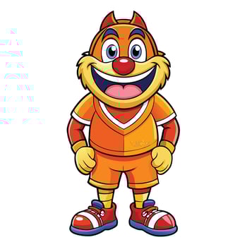 a cartoon cat wearing an orange uniform and holding a soccer ball vector