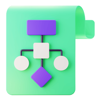 3D Render Colorful Flowchart Design for Easy Understanding png