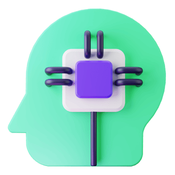 3D Render Innovative AI Brain Chip Design for Tech Solutions png