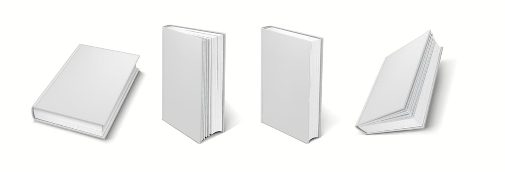 3D realistic mockup of a blank book viewed from front and side, designed for product presentations. vector