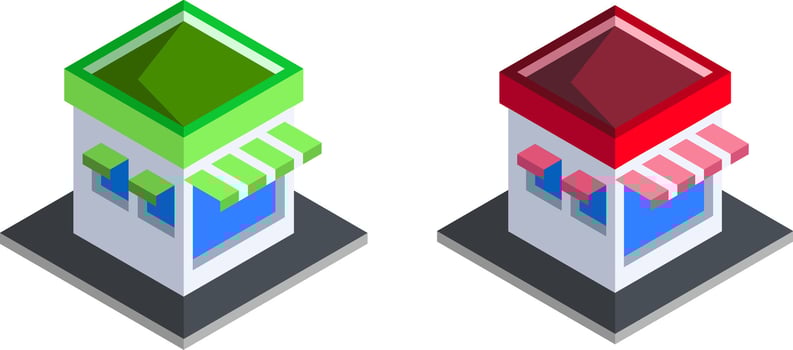 isometric building icon coffeshop vector