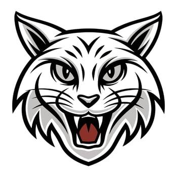 a black and white image of a cat head vector