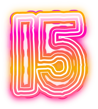 neon sign of the number fifteen on transparent background png