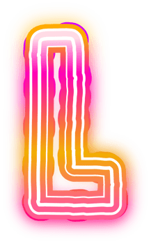 Gradient Neon Letter L on transparent background png