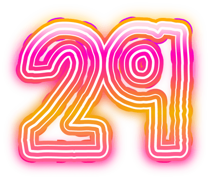 Gradient Neon Number 29 png