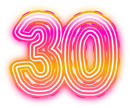Gradient Neon Number 30 png