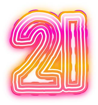 Gradient Neon Number 21 png