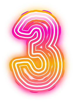 Gradient Neon Number 3 png