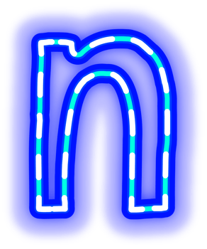 a neon blue letter n on a transparent background png