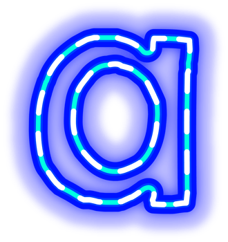 blue neon letter a on transparent background png