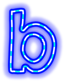 a blue neon letter b on transparent background png