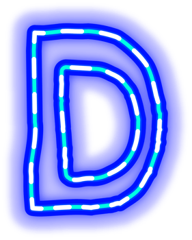 A Blue Neon Alphabetical Letter D on transparent background png