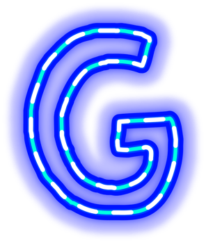 blue neon letter g on transparent background png