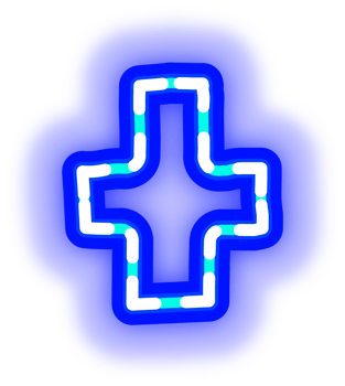 a blue neon cross on a transparent background png