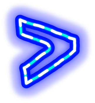 a neon arrow sign with blue light on a transparent background png